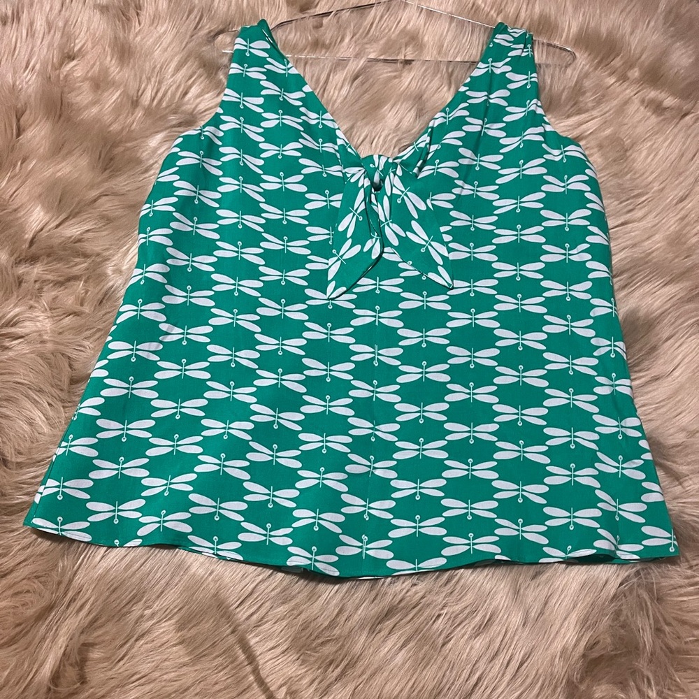 Pappagallo Green and White Tank Top